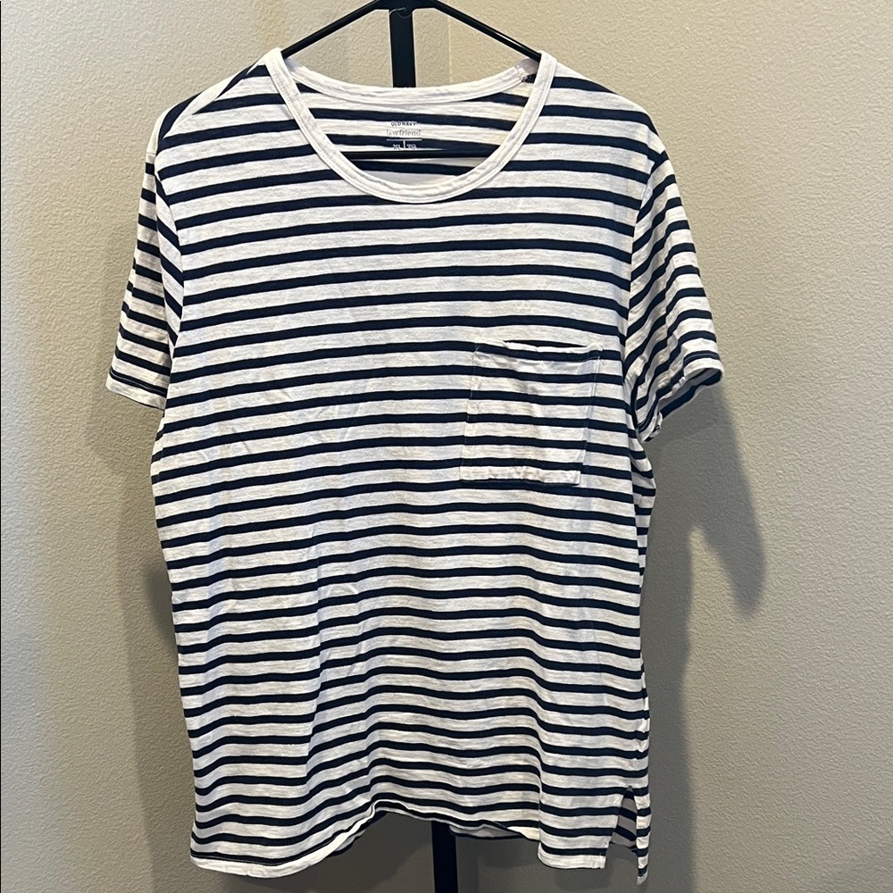 Old Navy White and Navy Striped Short Sleeve Tee.